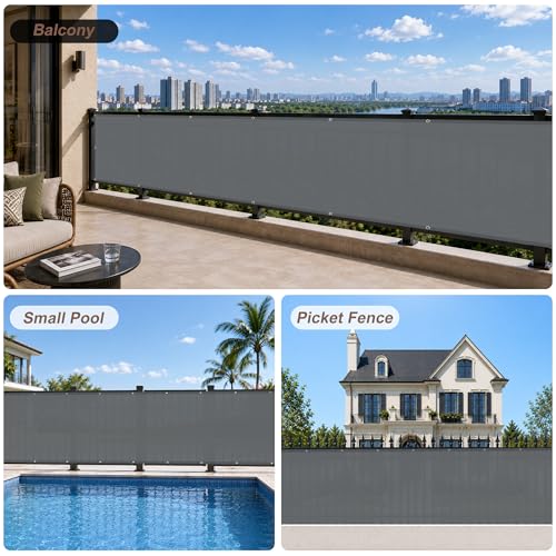 SUNNY GUARD 2.5' x 7' Balcony Privacy Screen, HDPE Patio Railing Cover Fence - color: Dark Gray, size: 0 2.5' x 0 7'