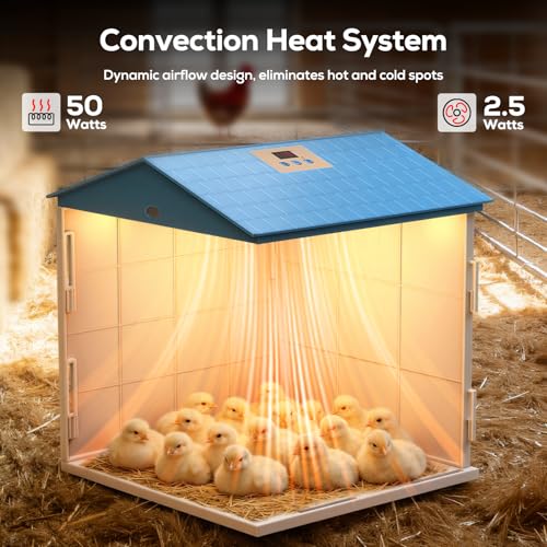 Chick Brooder Plate for Chicks Temperature Control & Display, 11.4"Lx11.2"W | Chicken Brooder Box for Chicks with Thermostat Fan & Light, 6.5Ft 110V Power Cord Brooder Heater 50W Chick Heat Plate