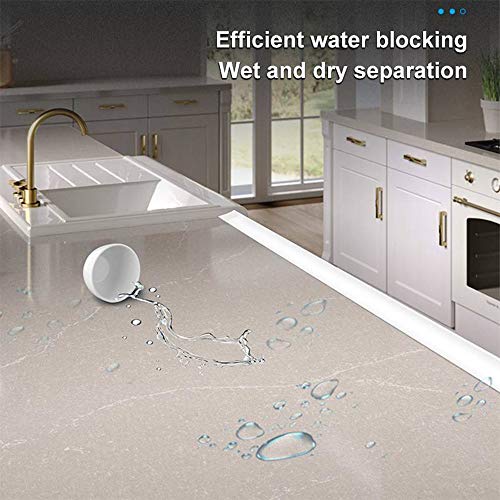 78 inch Shower Threshold Water Dam Barrier Water Stopper, Glass Shower Door Bottom Seal Strip, Silicone Rubber Kitchen Sink Splash Guard for Countertop, Bathtub, Bathroom（White） - color: White, style: 78 Inch