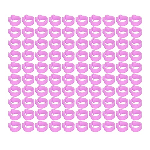 Zerodis 100PCS 8mm Leg Rings, Plastic Identification Bands for Pigeons, with Reusable Easy to Install for Poultry Dove Marking (Pink) - color: Pink