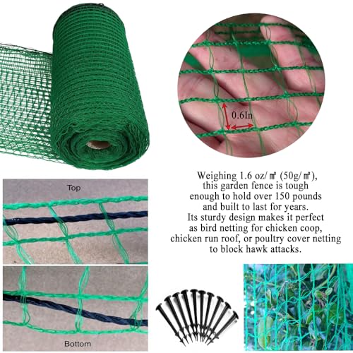 Junflying 4x100 FT Deer Fence Netting, 1/2” Garden Fence Animal Barrier | Woven Temporary Plastic Mesh Netting for chicken, poultry garden protection. Shield vegetables & fruit trees from wildlife.