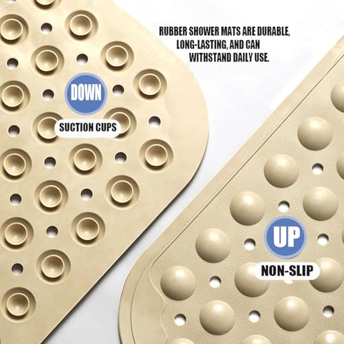 Bath and Shower Safety Mats with Foot Massage,Large Foot Scrubber Mat in Shower,Non Slip with Suction Cups for Bathroom Stall and Tub Floor,Foot Clean and Massage Feet Without Bending Over (Blue) - color: Blue