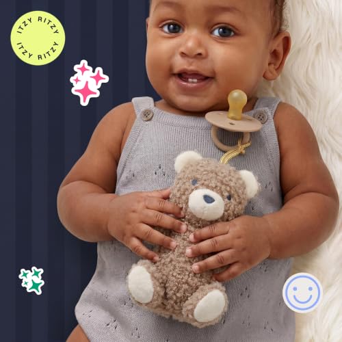 Itzy Ritzy Pacifier & Lovey Set - Natural Rubber Pacifier with Plush Bear | Natural Rubber Pacifier with Detachable Bear Lovey, Soft Cotton Fabric, Large Vent Holes, and Soothing Comfort for Babies - color: Bear