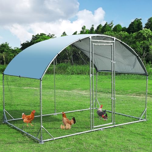 TOLEAD Large Metal Chicken Coop Upgrade Tri-Supporting Wire Mesh Chicken Run,Chicken Pen Walk in with Water-Resident and Anti-UV Cover,Duck Rabbit House Outdoor（78.1" L x 108" W x 78" H） - size: 78.1"L x 108.0"W x 78.0"H