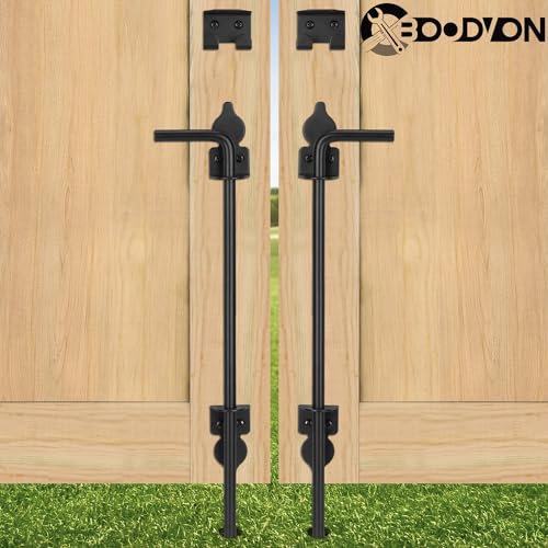18 Inch Cane Bolt Gate Drop Rod Heavy Duty Gate Hardware, Gate Ground Latch for Wooden Fences, Metal Gates Doors Stopper for Gate Ground, Wrought Iron Gate Latches, Black Finish(1 Pack) - size: 18 Inch