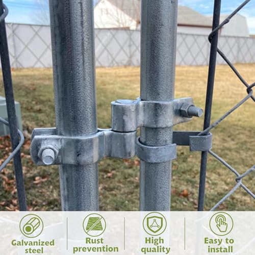 2 Pack 1-3/8" x 2-3/8" Chain Link Fence Gate Hinge Kit,Galvanized Steel Chain Link Fence Pipe gate Hinge with 2 PCS Female Hinges and 2 PCS Male Post Hinges, Bolts & Nuts Included - size: 2-3/8" x 1-3/8"(2 Pack)