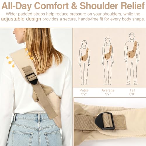 Dog Sling Carrier, Small Dog Carrier Sling for Cats & Puppies 16 lbs, Dog Carry Bag with Pockets, Light Water-Resistant Nylon, Pet Sling Carrier for Senior Pet Walks, Travel, Crowds,Home(Cream Brown) - color: Cream Brown