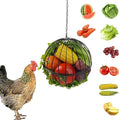 Hanging Chicken Feeder 7.1 Inch Chicken Veggie Treat Ball 1PCS Black | Large IronSturdy Chicken Treat Holder with 15.7 Inch Hanging Chain - color: Black