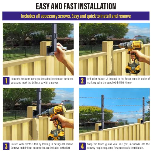 Hulave 8-Pack Fence Post Extender, High 32" Fence Barbed Wire Extend Arm, Used to add Height to Wood Fences for Privacy and to Prevent Animals from Jumping Away and Breaking in (Matte-Black) - size: Heigh-32in