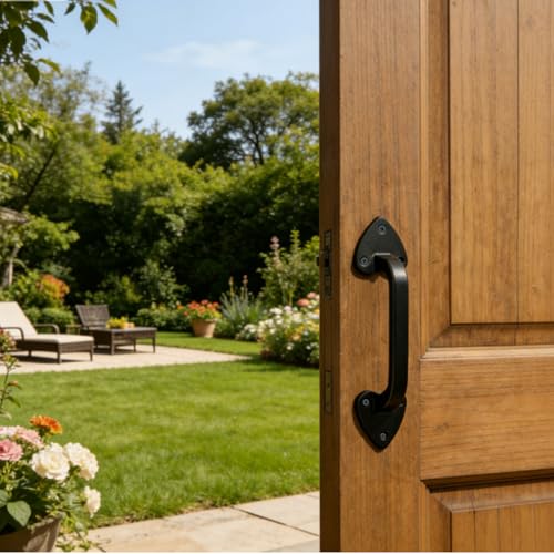 Cast Iron Barn Door Handle 7.5 Inch, Heavy Duty Rustic Gate Pull Handle for Outdoor Fence, Shed & Sliding Door, Black, 1 Pack with Mounting Screws - size: 7.5Inch - 1 Pack