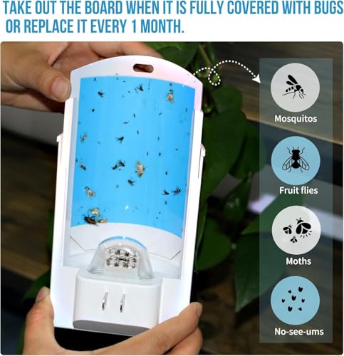 OSVDO Blue UV Light Flying Insect Trap, Plug-in Bug Catcher with 4 Refills | Indoor Fly Trap for 100+ Days, Fly Catcher for Flies, Fruit Flies, Gnats, Moths, Silent for Home, Kitchen