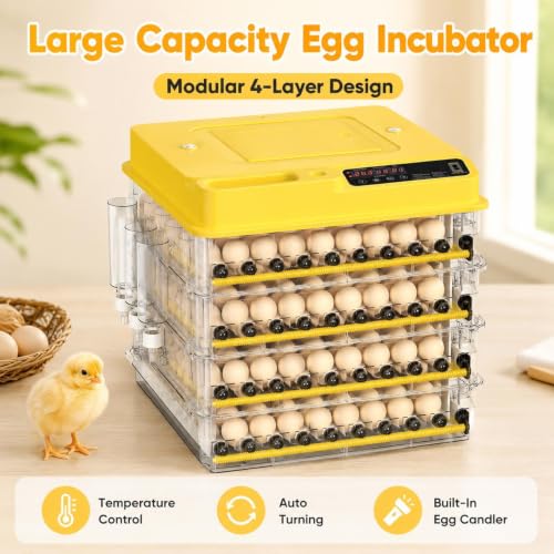 New 288 Egg incubators for Hatching Eggs with Automatic Turning | Egg incubator with temperature control, incubation day tracking, smarts egg turning system and multi-poultry support - color: 288 Egg Yellow