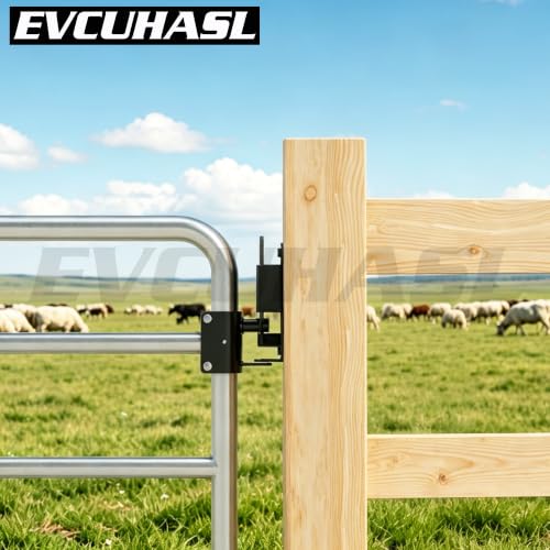 2 Way Farm Gate Latch, Heavy Duty Lockable Two Way Fence Gate Latch, Black Anti-Sag Gravity Latch for Fences, Metal Gates, Horse Corrals, Ranches, Round to Square Tube Conversion, 2 Pack