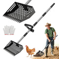 64.5 Inch Chicken Poop Scooper & Rake,for Chicken Pooper Small Farm Animal | with Adjustable Stainless Steel Handle, Ergonomic Grip, Cat Litter Scooper Sand Sifting Shovel