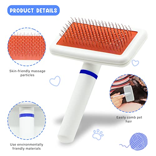 Pet Grooming Kit with Slicker Brush Bath Massage Glove Brush Pet Shedding Comb Nail Clipper Trimmer 6 Piece Set for Rabbit Kitten Guinea Pig Cat Chinchilla Ferret Small Animals - color: Blue