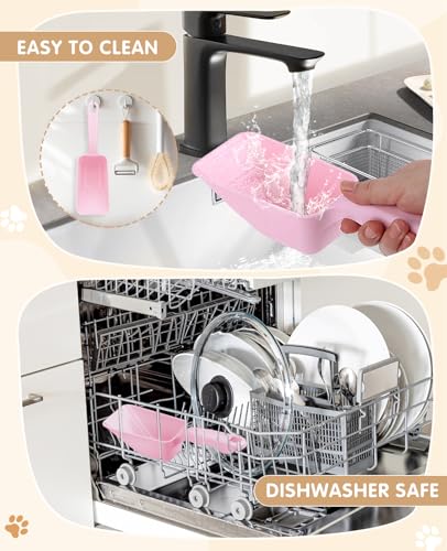 2-Pack Dog Food Scoop 1 Cup, Plastic Pet Food Measuring Scoop With Measuring Lines (1/2 & 1 Cup Markings) for Dogs, Cats, Fish, Bird（Pink) - color: Pink
