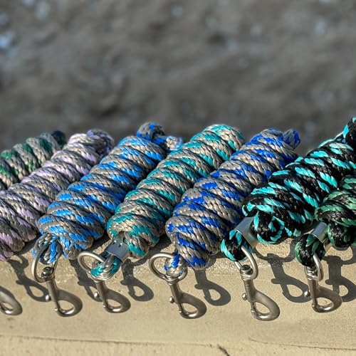 Horse Poly Lead Rope with Heavy Duty Bolt Snap, Braided Rope for Horse and Livestock (Light Purple/Silver) - color: Light Purple/Silver