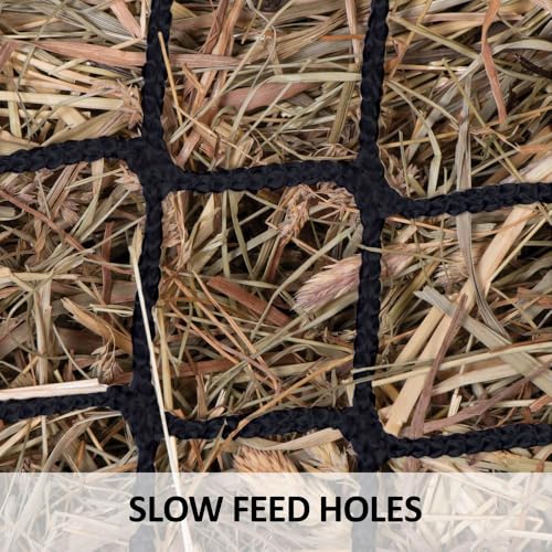 Schneiders Easy-Open Knotless 1.25" Slow Feed Hay Net for Horses | Top Rim Stays Open Filling | Gentle Poly Netting | Holds 2 to 4 Flakes of Hay - size: 3 to 4 Flakes