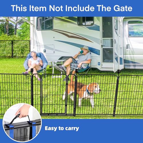 ADAVIN 48 in(H) Garden Fence Panels, 8 Panels Total 17.7 Ft(L), Heavy Duty Iron Metal Animal Barrier Fence, Fencing for Flowers Beds, Camping Fence, No Dig Garden Border Fencing for Yard（No Gate） - size: 8panels-48in(H)×17.7ft(L) no door