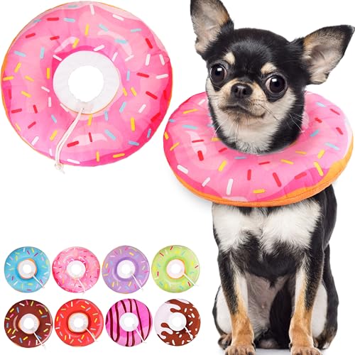 Cat Cone Collar Soft, Cute Cat Donut Collar After Surgery, Adjustable Kitten Recovery Cones to Stop Licking, Lightweight Neck Elizabethan Collars for Cats Kittens (Pink, Large) - color: Pink, size: Large
