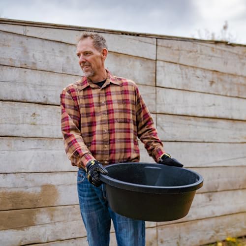 Red Barn 6.5 Gallon Rubber Feed Pan – Large Flexible Livestock Feed & Water Tub for Horses & Cattle – Heavy Duty Rubber Farm Utility Pan - size: 6.5 Gallon
