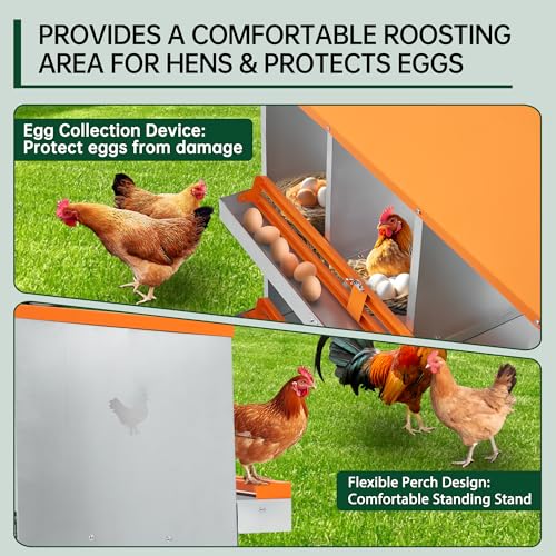 GarveeLife Chicken Nesting Box, 10 Compartments Nesting Box for Chickens, Two-Tier Steel Chicken Egg Laying Box with Large Vented Holes Wall Mounting for Easy Egg Collection - color: Orange / 10 Compartments