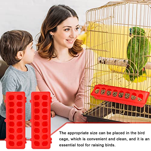 4 Pcs Plastic Flip Top Poultry Feeder Small Plastic Chicken Feeder for Pigeon Duckling Quail Drinker No Mess No Waste Multihole Birds Feeding Dish Dispenser(Red)