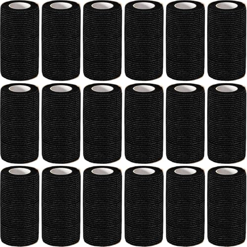 AZEN 18 Pack Self Adhesive Bandage Wrap, 4" X 5 Yards Elastic Cohesive Bandage Wrap, Black Athletic Tape, Tattoo Grip Tape Wrap, Vet Wrap, Ankle Tape - color: Black, size: 4IN - 18Pack
