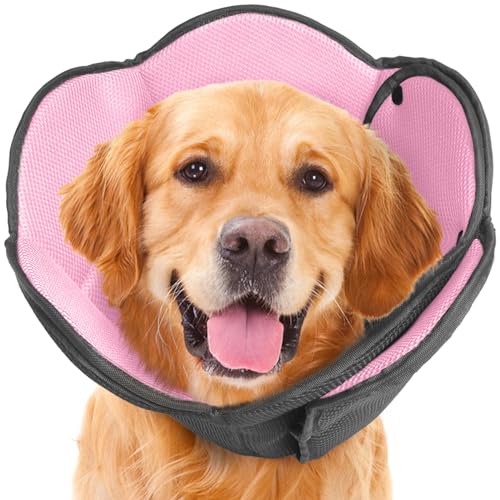 Dog Cone Collar After Surgery,Adjustable Soft Dog Recovery Collar | Stop Licking Wounds,Comfortable Light-Weight Elizabethan Collar for Dogs Anti-Bite Lick Protective Wound,Pink,S - color: Pink, size: S(Neck Girth:9.45"-11.81")