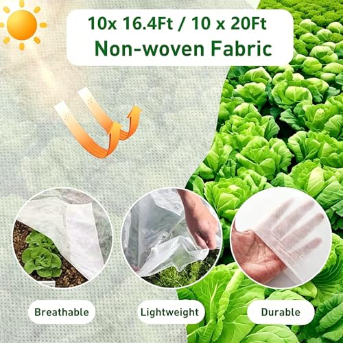 10 x 20Ft Plant Sun Protection Cloth, Garden Plant Shade Cloth, Non-Woven White Light Refraction Sunshade Cloth Cover for Protecting Plants Vegetable Rows from Direct Sunlight - size: 10 x 20Ft