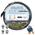 16 Gauge 164ft Electric Fence Double Insulated Wire | Heavy-Duty Underground Hard Cable, Aluminum Core Low Resistance, 15Kv. For Direct Burial, Under Gates. Includes Split Bolt - size: 50meters/164ft