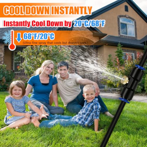 30FT(9M) Misters for Outside Patio | 8 Brass Nozzles and 3/4" Brass Adapter, misting cooling system for Backyard, Garden Greenhouse, Trampoline Sprinkler