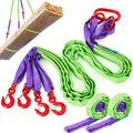 3 Pcs 6.6 ft Polyester Lifting Straps Set - Four Leg Bridle Web Sling & 2 Endless Round Slings Rigging Straps for Hoist, Engine, Crane, Machinery Moving & Tree Stump Removal 6600 lbs Capacity
