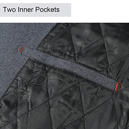 BOJIN Mens Trench Coat Wool Blend Top Pea Coat Winter Long Single Breasted Classic Stylish Business Overcoat - color: Bj04 Grey, size: Small