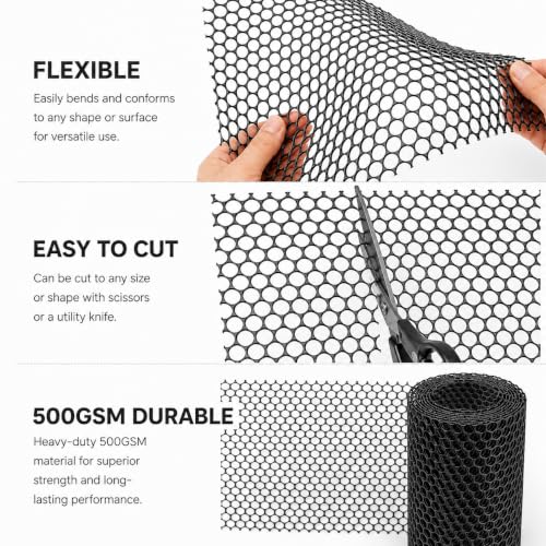 Gardzen Plastic Chicken Wire Mesh 16in x 20ft with 40 pcs Ties | Durable Chicken Fence for Poultry, Garden Protection & DIY Crafting, Heavy-Duty Mesh Netting for Outdoor & Indoor Use - size: 16In x 20ft