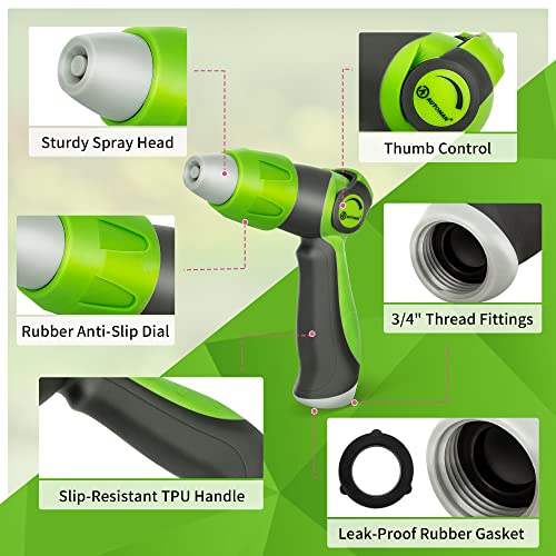 AUTOMAN Garden Hose Nozzle - 2 Pack, Thumb Control Sprayer, Slip-Resistant Water Nozzle, Extra 4 Washers, for Watering Plants Lawn & Garden, Cleaning, Washing Car, Showering Pets - color: Lawngreen X2