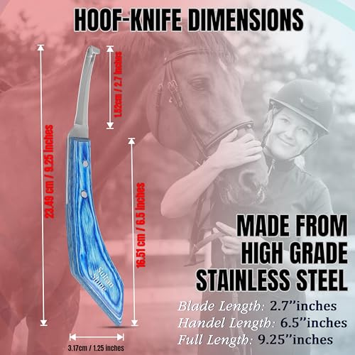 Sultan Shine Dual Sided Hoof Knife Trimmer with Ultra-Sharp J2 Japanese Stainless Steel Narrow Blade, Ergonomic Handle – Professional Farrier Tool for Horses, Cows & Farm Livestock (Right-Handed)