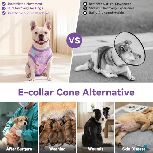 cyeollo Dog Surgery Recovery Suit, Spay Neuter Onesie for Female Male Dogs | Prevents Licking, Cone Alternative, After Spay & Neuter Body Suit, Protects Surgical Wounds, Easy Potty Access, 4-Way Stretch - color: Tie Dye, size: X-Small (Back: 9"-11")