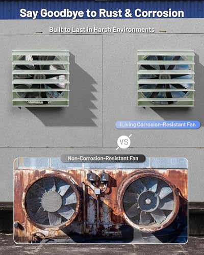iLiving 24-Inch Corrosion Resistance Shutter Exhaust Fan, Single Speed - size: 24-Inch