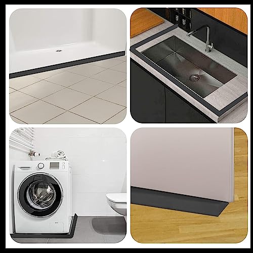 Raycity Shower Threshold Water Dam Stopper for Walk in, Black, 39 Inch | Silicone Shower Water Guard, Water Blocker, Shower Door Bottom Seal, Prevent Leaks for Bathroom, Kitchen - color: 0.54" High/Black, style: 39Inches