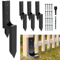 Thicker Fence Post Repair Kit-Heavy Duty Metal Steel 4''x4'' (Actual 3.58"x3.58") Fence Repair Stake-Anchor Ground Spike-Support Bracket Mender for Tilted Broken Wood-Powder-Coated Post Stabilizer