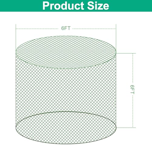6x6 ft Round Bale Hay Net - Large Slow Feeder for Horses & Livestock, Knotless Design Slow Feeder Hay Nets, Fits 4x4ft 5x5ft 6x6ft Round & 3x3x8ft 4x4x8ft 5x5x8ft Square Bales (Green-Round) - color: Green-Round