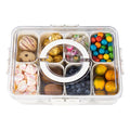 Amzcku Divided Serving Tray with Lid and Handle - Snackle Box Charcuterie Container for Portable Snack Platters - Clear Organizer for Candy, Fruits, Nuts, Snacks - Perfect for Party, Entertaining - size: 1 pack 8 Compartments