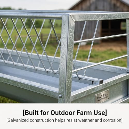 Hay Feeder, Goat Sheep Cattle Feeder, Livestock Hay Rack, Heavy Duty Livestock Feeder with Anti-Waste Grid, Dual-Compartment Metal Farm Feeding Trough for Outdoor Use