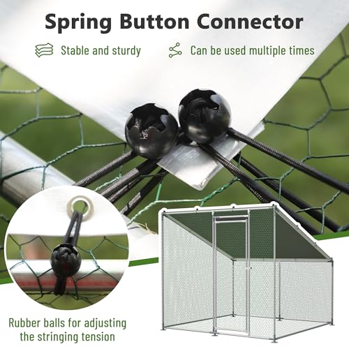 Metal Chicken Coop 84*78*72inch with Waterproof and Anti-UV Roof and Run,Walk-in Hens pen with Security Lock,Out-Door Poultry Enclosure for Small Animal Like Chickens Fence,Ducks,Rabbits Cage for Yard