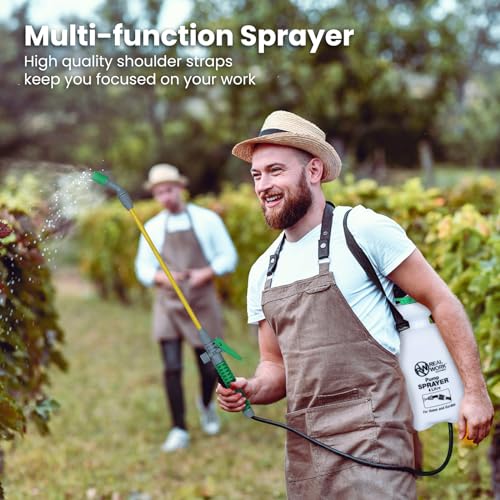 REALWORK 1-Gallon Handheld Tank Sprayer with Easy-Carry Shoulder Strap for Lawn, Garden, Yard, in Translucent White - size: 1 gallon