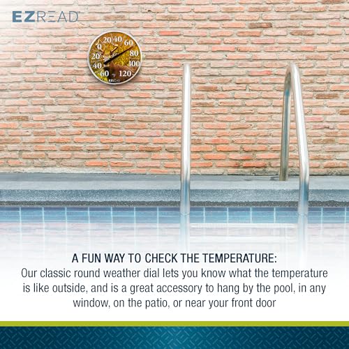 EZREAD Hanging Dial Thermometer 840-1225 Weather Thermometers for Indoor and Outdoor Use, Large 12.5 Inch Diameter, Easy to Read Numbers, Winter Cardinal - color: Winter Cardinal