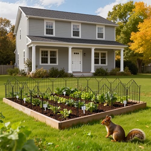 Garden Fence Border 17in x10ft,10 Panels Rustproof Metal No Dig Fence | Garden Fencing Animal Barrier,Decorative Garden Fence for Flower,Yard Outdoor Patio Decor with Ground Stake - size: 10 Panels-17in(H)x13in(L)-Style1