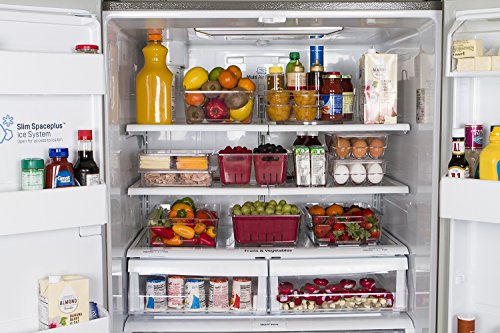 Kitchen Spaces KSEG12-AMZ Egg Tray 14pc Stackable Food Storage Organizer for Refrigerator, 14.5" x 3" x 4.5", Clear - style: Stackable Egg Tray