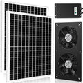 Fanspex Solar 2 Fan Kit with 66.6 Wh Battery Backup for Greenhouse | 50W Solar Powered Rechargeable Weatherproofed for Chicken Coop & Shed Exhausting or Air Circulation - size: 2 Fan Large Kit